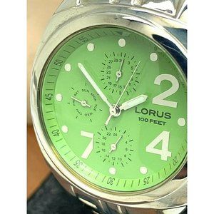 Lorus Men's Watch LR3039 Quartz Green Dial 40mm Silver Tone Stainless Steel